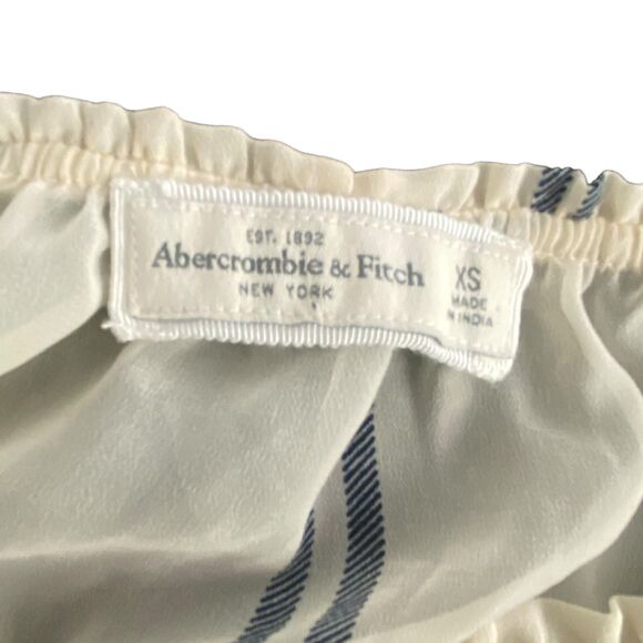 Abercrombie & Fitch XS Women Gray Ivory Plaid Sheer Blouse Top Shirt - Picture 6 of 6
